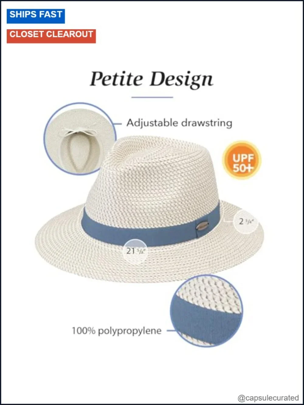 UPF 50+ Packable Fedora Sun Hat with Wide Brim
